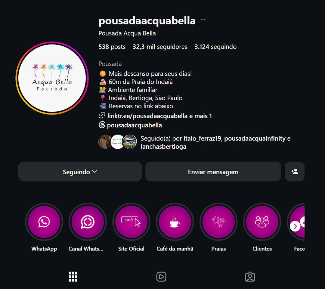 Perfil Instagram Água Bella